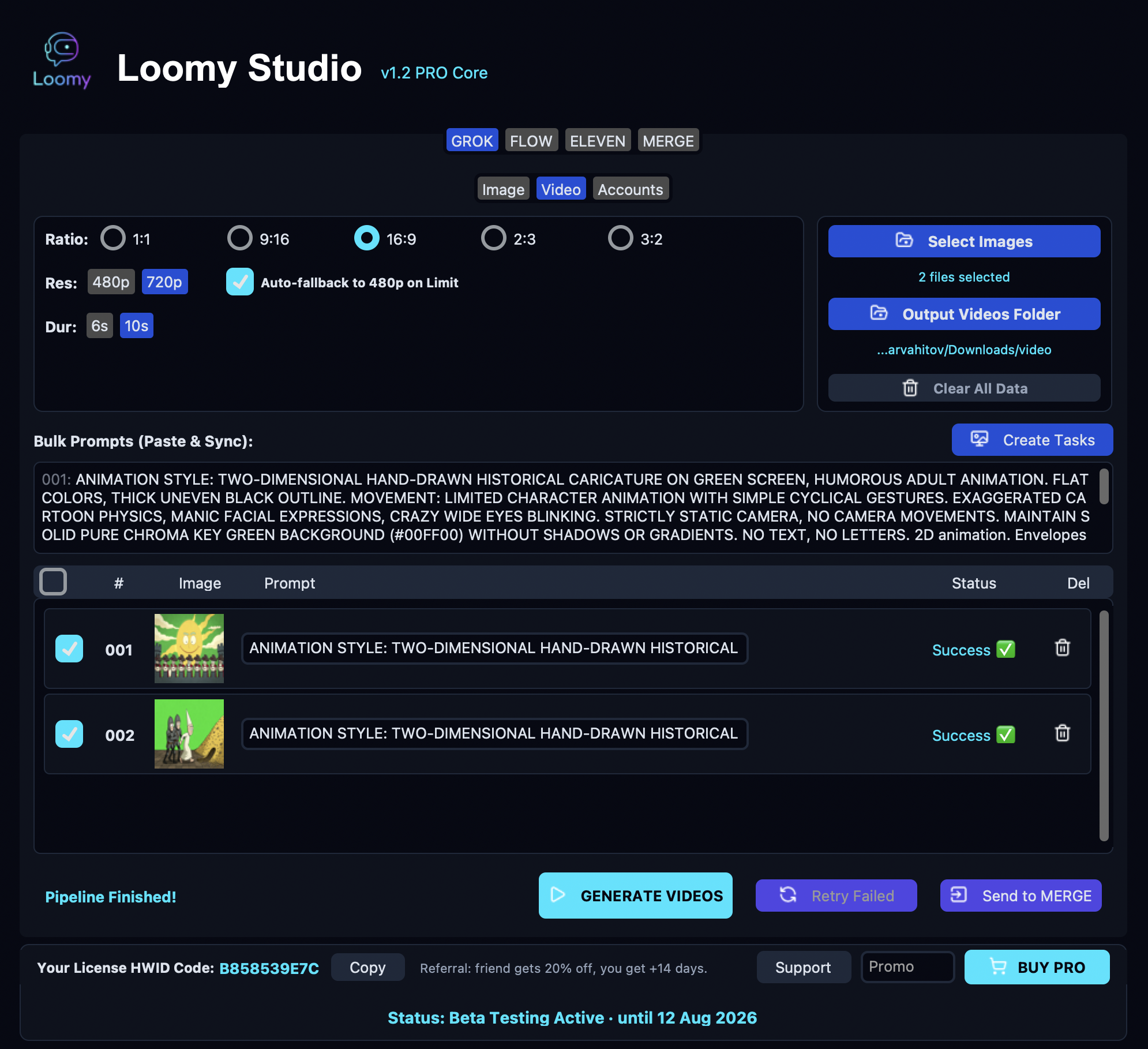 Grok video automation in Loomy Studio